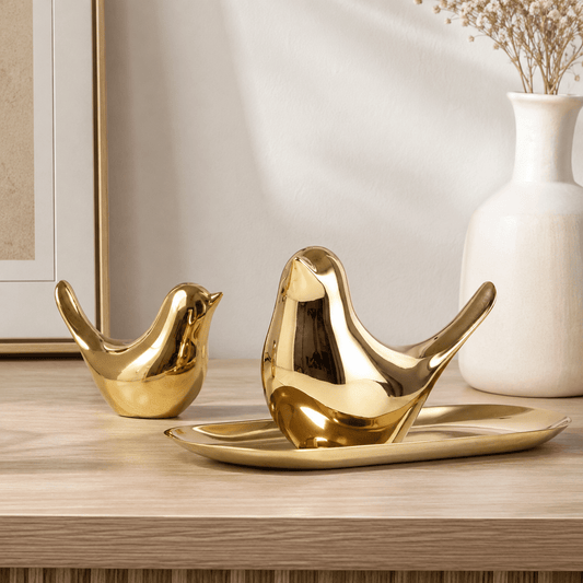 Gilded - Modern Nordic Gold Bird Figurine - Image