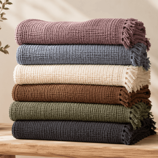 Mizu Fringe - Cotton Throw Blanket - Image