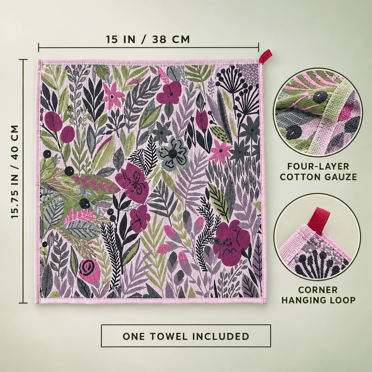 Meadow Muse - Reversible Cotton Gauze Hanging Towel - Urban Alcove