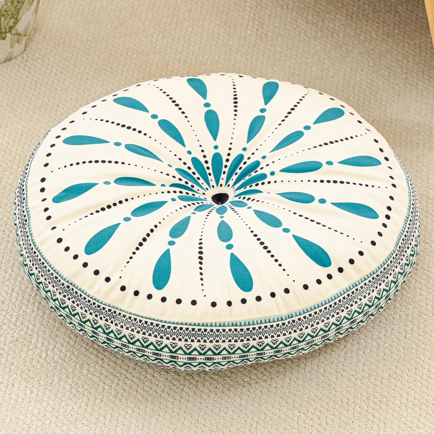 Bohemian Round Floor Cushion - Thickened Mandala Meditation Pillow, Soft Plush Tatami Seat Pad