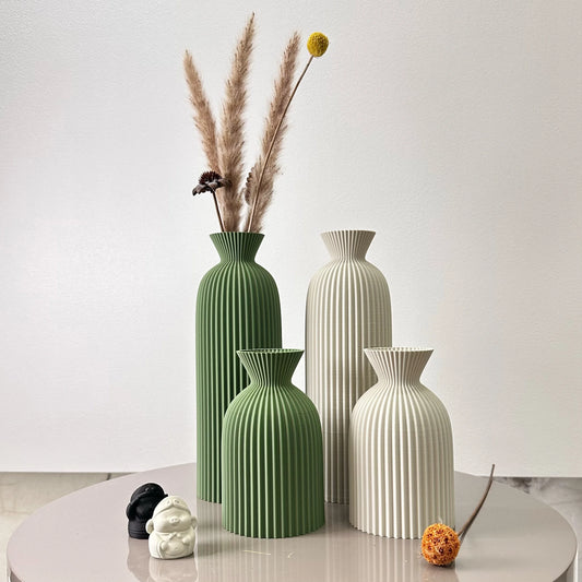 2-Piece Set of Wavy Pattern Art Dry Vase, Dried Flower Vase, Suitable for Home Desktop Decoration Vase, Foyer Decoration Vase, Dried Flower Vase, Office Decoration Vase Ornament, Best Holiday Gift
