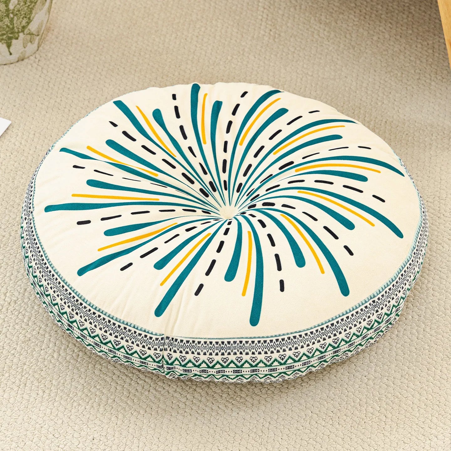 Bohemian Round Floor Cushion - Thickened Mandala Meditation Pillow, Soft Plush Tatami Seat Pad