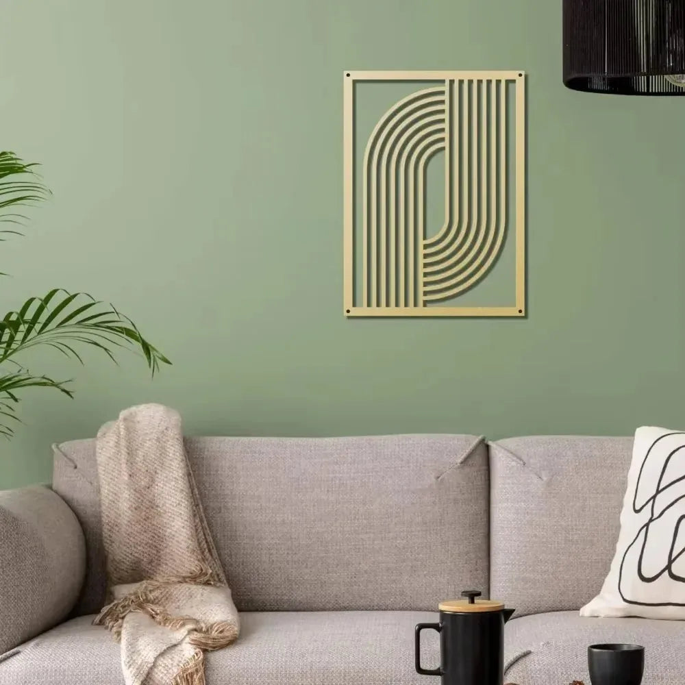 Geometric Metal Wall Art - Mid-Century Abstract Iron Hanging Sculpture for Living Room & Bedroom Decor