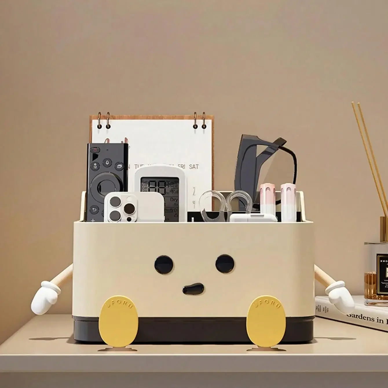 1Pc Multifunctional Desktop Storage Box, Cosmetic Organisation Shelf Countertop Storage and Display Box(With Sticker)
