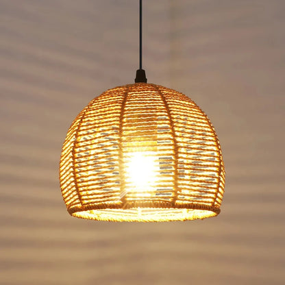 Plug in LED Rattan Wall Lamp Bedroom Living Room Woven Light Bedside Lamps E27 Retro Hemp Rope Light Home Decoration Fixtures