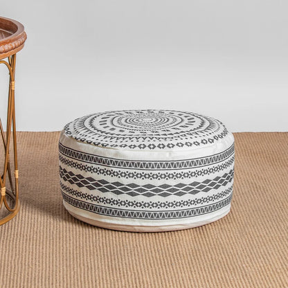Boho Geometric Floor Pouf Cover - Unstuffed Cotton Blend Ottoman Tatami Meditation Cushion, Square Footstool Pouffe for Living Room (18x18x8 Inch)