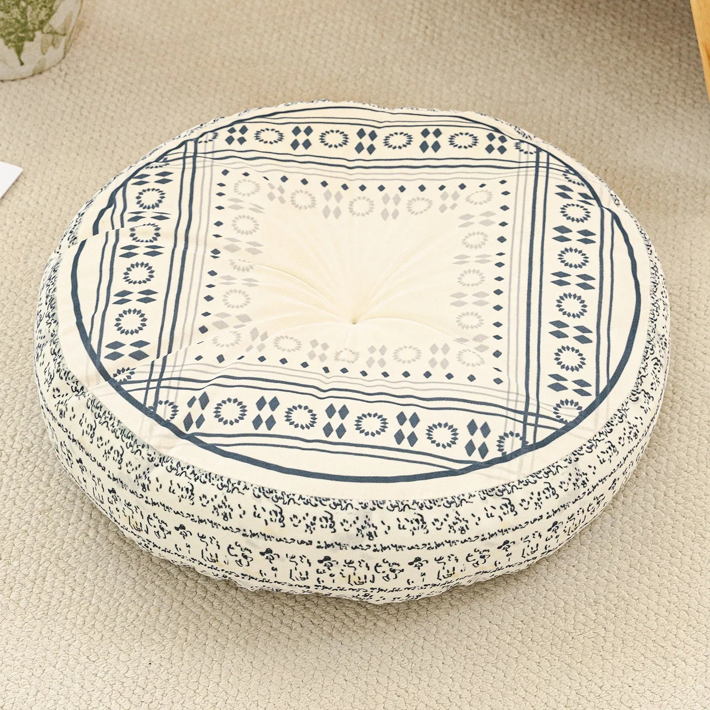 Bohemian Round Floor Cushion - Thickened Mandala Meditation Pillow, Soft Plush Tatami Seat Pad