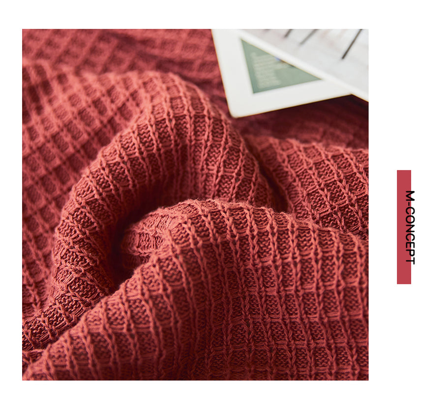 Noxesman Cotton Waffle Office Nap Knitted Blanket