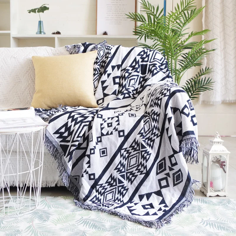 Bohemian Plaid Cotton Blanket for Sofa Bed Decoration Blankets Camping Picnic Blanket Sofa Cover Throw Blanket Bedspread Decor