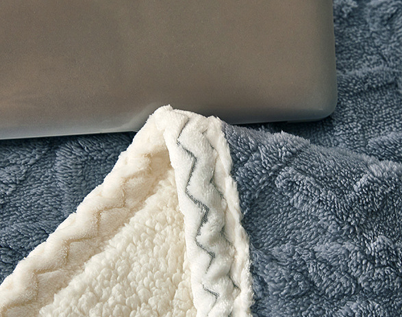Double-Sided Thickened Coral Fleece Throw Blanket - Ultra Soft, Warm Solid Color Jacquard Sofa Blanket 