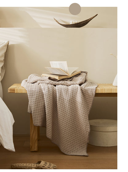 Noxesman 100% Cotton Waffle Knit Blanket - Lightweight, Breathable Nordic Style Throw
