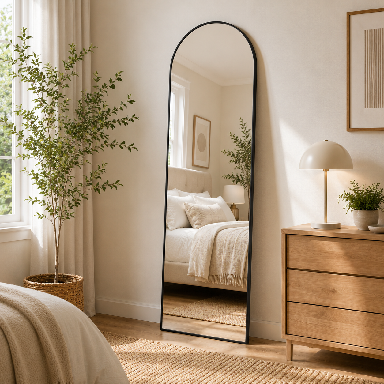 64"x21" Full Length Mirror - Floor Mirror with Stand, Shatterproof Nano Glass, Aluminum Alloy Frame, Wall-Mounted or Leaning Dressing Mirror