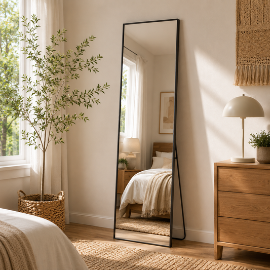 64"x21" Full Length Mirror - Floor Mirror with Stand, Shatterproof Nano Glass, Aluminum Alloy Frame, Wall-Mounted or Leaning Dressing Mirror