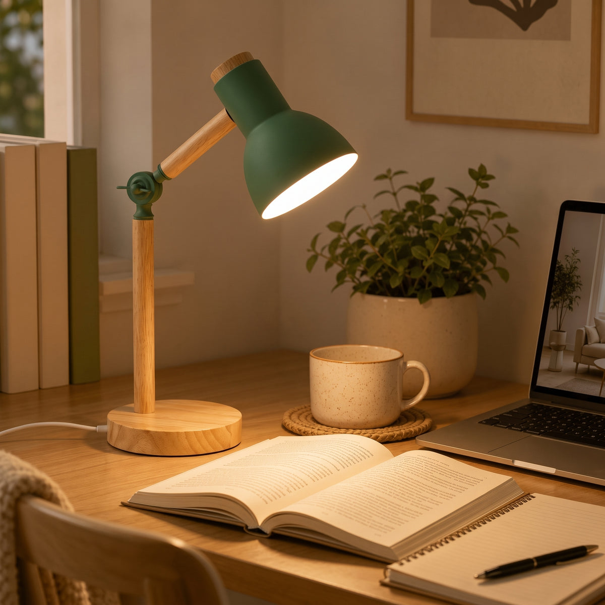 Oslo - Nordic Wood Adjustable Desk Lamp - Urban Alcove