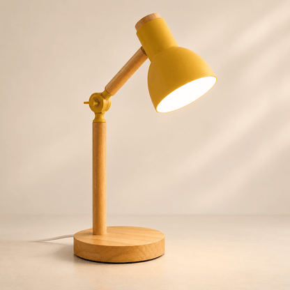 Oslo - Nordic Wood Adjustable Desk Lamp — Yellow / No Bulb / Us Plug in a clean warm-neutral product setting