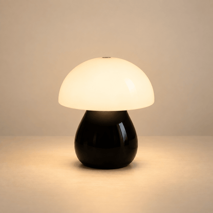 Luna - Mushroom Table Lamp — Black in a clean warm-neutral product setting