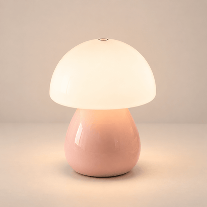 Luna - Mushroom Table Lamp — Pink in a clean warm-neutral product setting