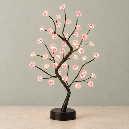 Sakura - Bonsai LED Table Lamp — Cherry Blossom / Usb Plug in a clean warm-neutral product setting