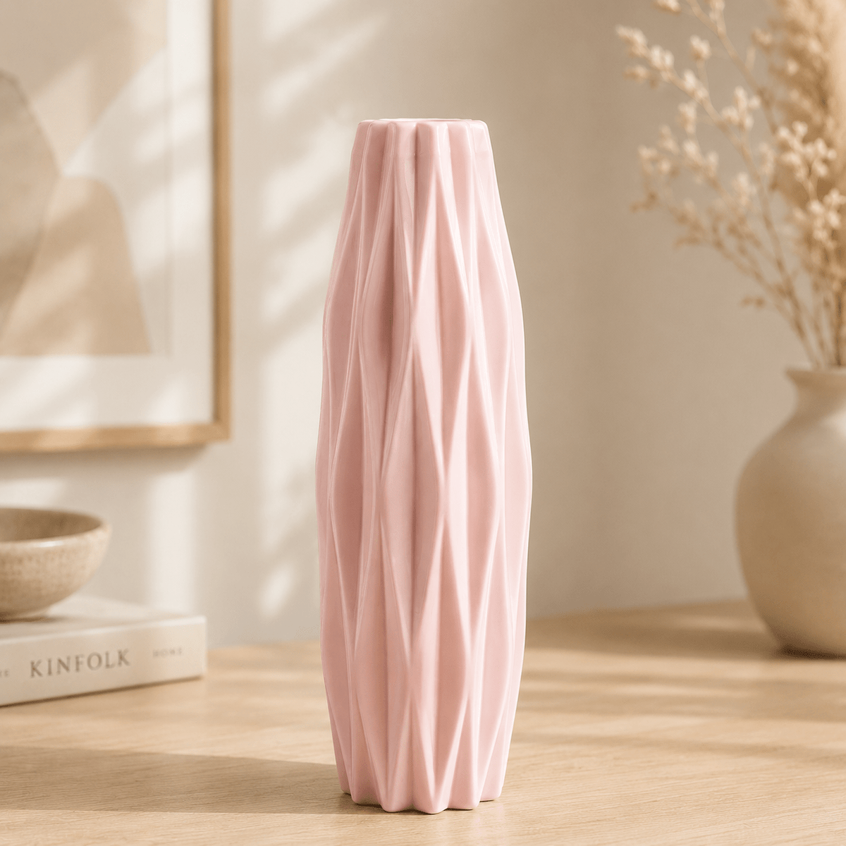 Facet - Diamond Pattern Faux Ceramic Vase - Urban Alcove