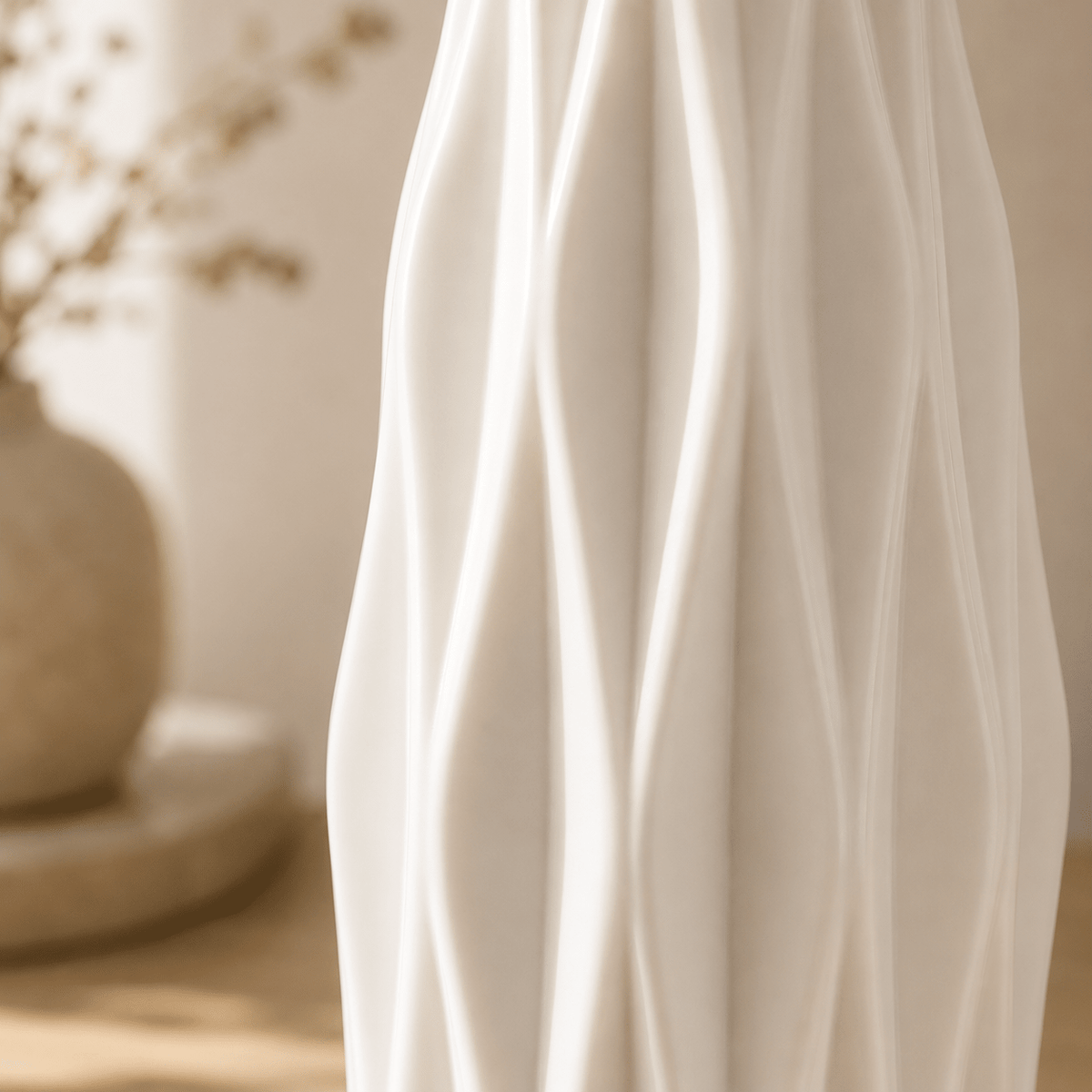 Facet - Diamond Pattern Faux Ceramic Vase - Urban Alcove