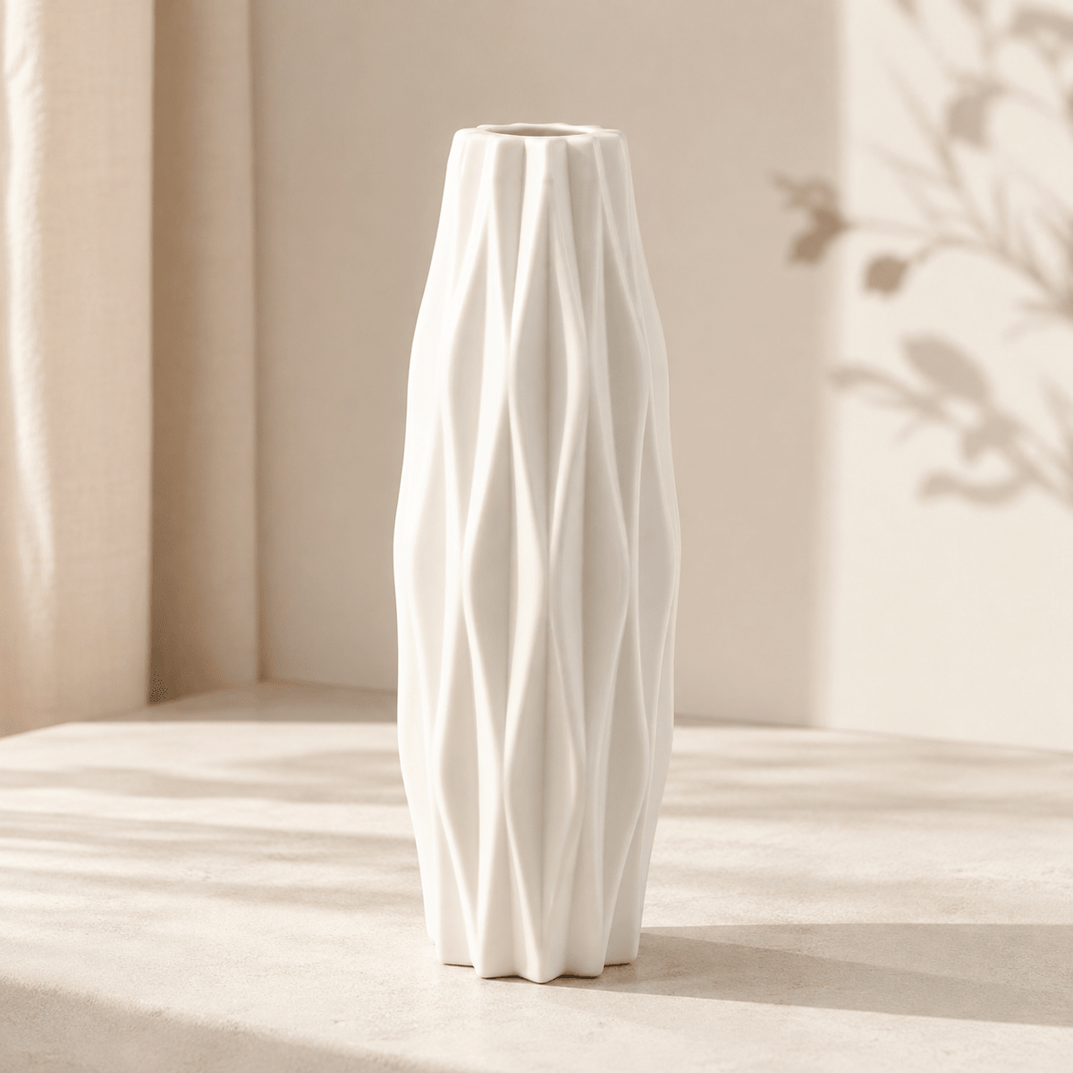 Facet - Diamond Pattern Faux Ceramic Vase - Urban Alcove
