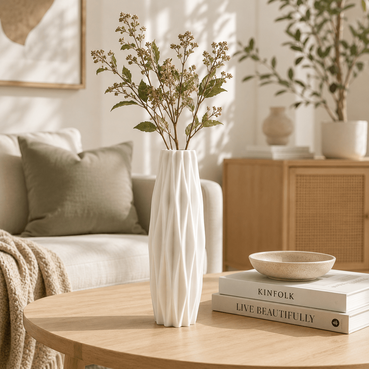 Facet - Diamond Pattern Faux Ceramic Vase - Urban Alcove