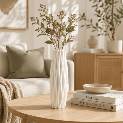 Facet - Diamond Pattern Faux Ceramic Vase - Urban Alcove