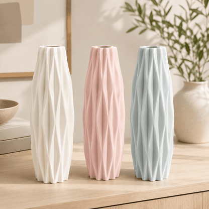 Facet - Diamond Pattern Faux Ceramic Vase - Urban Alcove