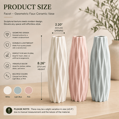 Facet - Diamond Pattern Faux Ceramic Vase - Urban Alcove