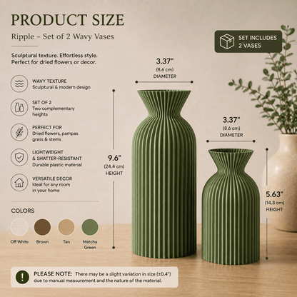 Ripple - Set of 2 Wavy Cylinder Vases - Urban Alcove