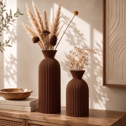 Ripple - Set of 2 Wavy Cylinder Vases - Urban Alcove