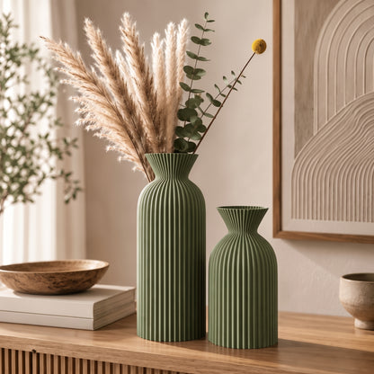 Ripple - Set of 2 Wavy Cylinder Vases - Urban Alcove