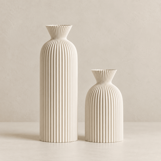 Ripple -  Set of 2 Wavy Cylinder  Vases - Image