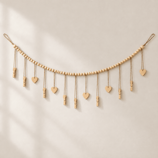 Luma - Boho Hanging Photo Display with Wood Bead - Image