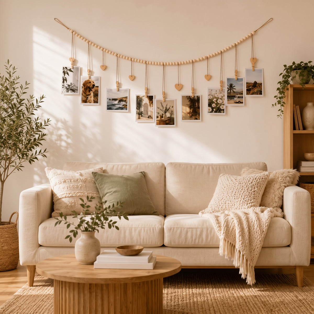 Luma - Boho Hanging Photo Display with Wood Bead - Urban Alcove