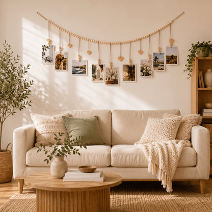 Luma - Boho Hanging Photo Display with Wood Bead - Urban Alcove