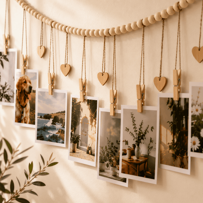 Luma - Boho Hanging Photo Display with Wood Bead - Urban Alcove