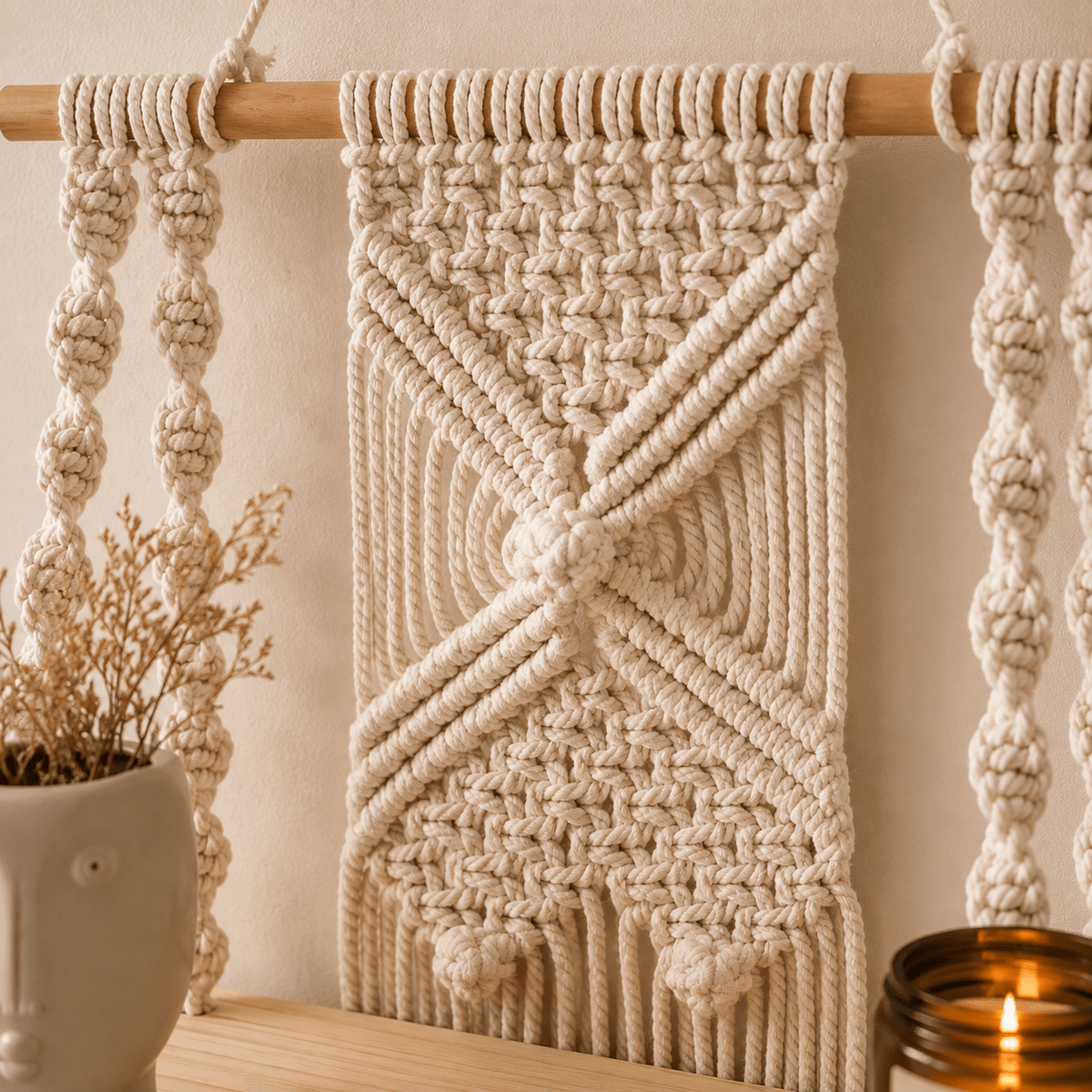 Elara - 2-Tier Boho Macramé Wall Shelf - Urban Alcove