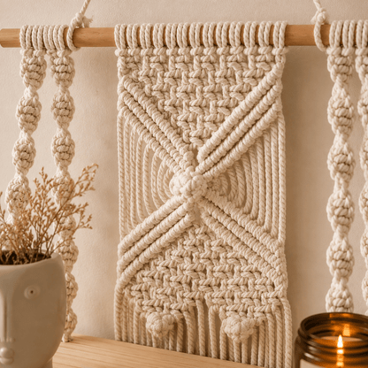 Elara - 2-Tier Boho Macramé Wall Shelf - Urban Alcove