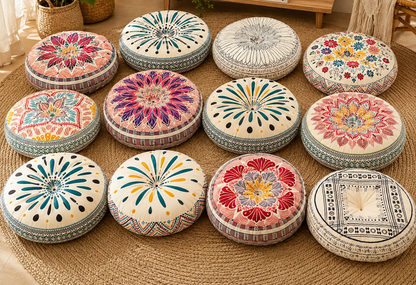 Mira - Colorful Boho Round Floor Cushion - Urban Alcove