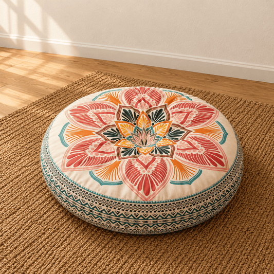 Mira - Colorful Boho Round Floor Cushion - Image