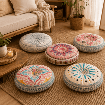 Mira - Colorful Boho Round Floor Cushion - Urban Alcove