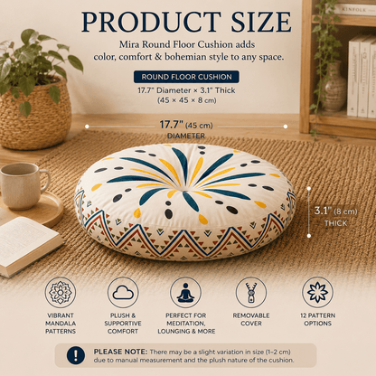 Mira - Colorful Boho Round Floor Cushion - Urban Alcove