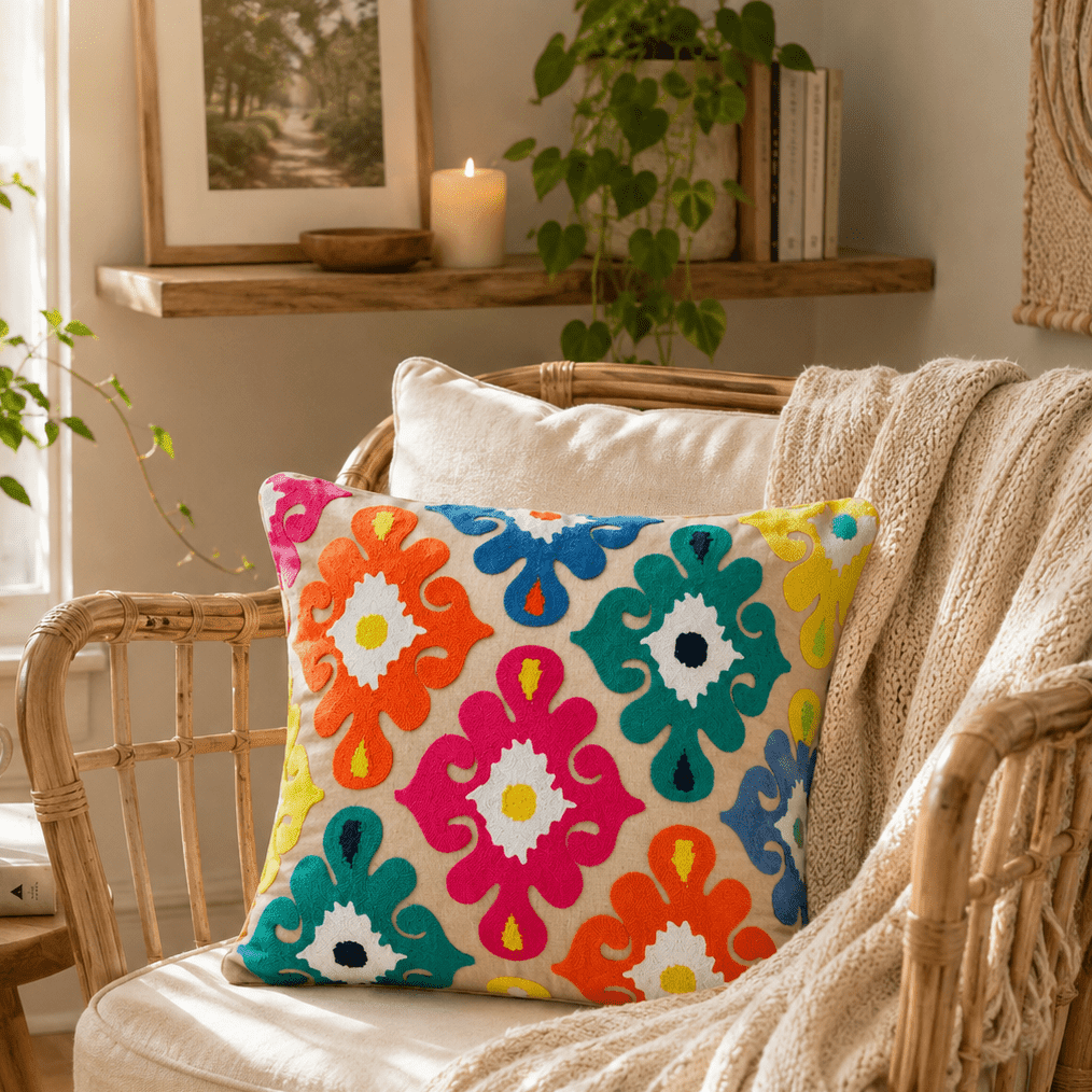Zuri - Moroccan Embroidered Tassel Pillow Cover - Urban Alcove