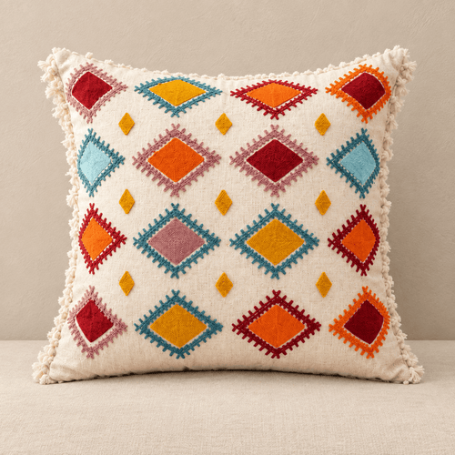 Zuri - Moroccan Embroidered Tassel Pillow Cover