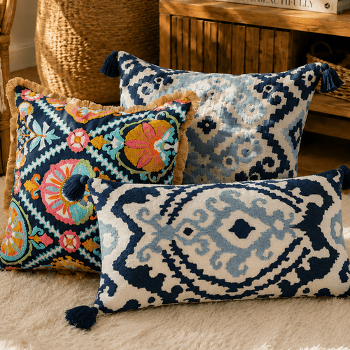 Zuri - Moroccan Embroidered Tassel Pillow Cover