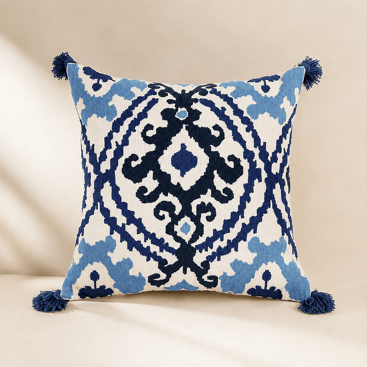 Zuri - Moroccan Embroidered Tassel Pillow Cover