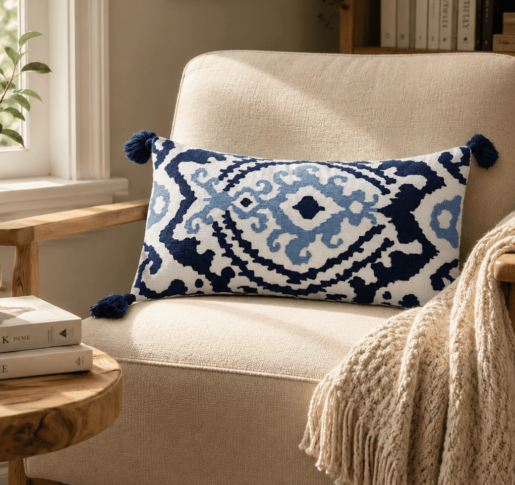 Zuri - Moroccan Embroidered Tassel Pillow Cover - Urban Alcove