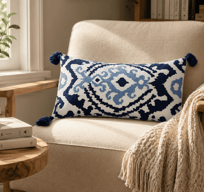 Zuri - Moroccan Embroidered Tassel Pillow Cover - Urban Alcove