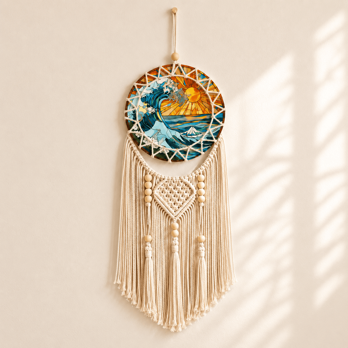 Solana - Coastal Macramé Sunset Wall Hanging — Wave in a clean warm-neutral product setting